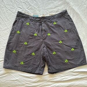 Castaway Navy shorts w embroidered Shamrocks.